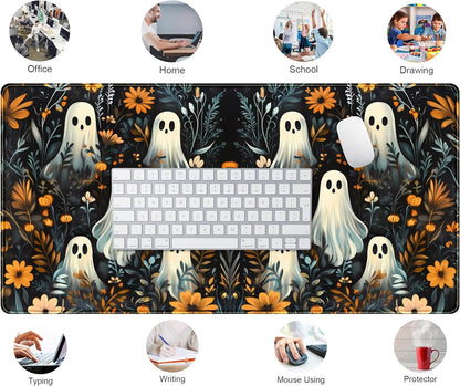 Retro Gothic Kawaii Desk Mat Cute Dark Academia Desk Pad Large Floral Mouse Pad XXL Gaming Mousepad, Laptop Computer Keyboard Mouse Mat, Deskmat Office Decor Accessories for Women, 31.5x15.75 in