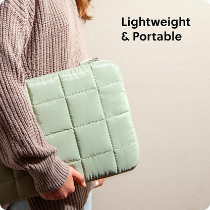 U Brands Nylon Puffer Zipping Large Laptop Sleeve, 10.5" x 15", Computer Accessories, Laptop Bag for MacBook Pro, MacBook Air, Chromebook, HP Computer, Matcha Green