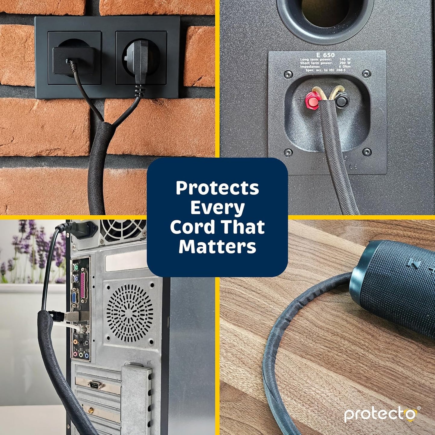 PROTECTO Heavy Duty Dog & Cat Cord Protector 10ft - Easy-to-Use Critter Cord Cover for Pet - Clear Odorless Black Color - No Chew Solution for Power, Audio & Video Wire - Tubing