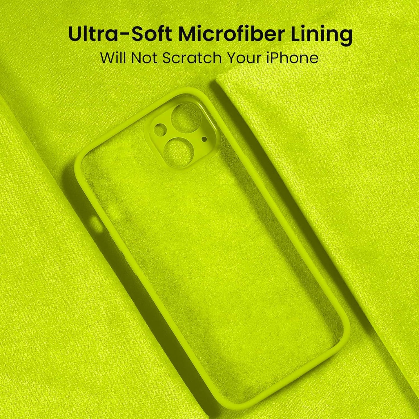 FireNova Designed for iPhone 14 Case, Silicone Upgraded [Camera Protection] Phone Case with [2 Screen Protectors], Soft Anti-Scratch Microfiber Lining Inside, 6.1 inch, Fluorescent Green