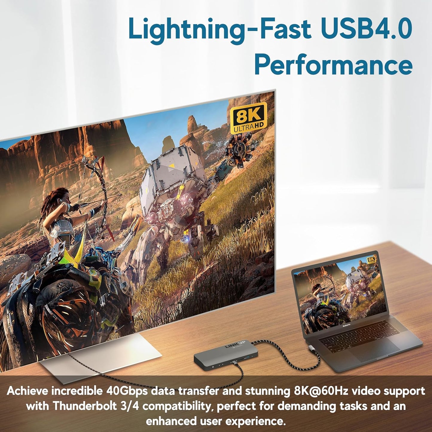 LINKUP USB 4.0 USB C to USB C Cable | Thunderbolt 4/3 Compatible | Type C Charger for MacBook and iPhone | 240W Fast Charging | 40Gbps Data Transfer | 8K@60Hz Display Cord | Use with all USB C devices