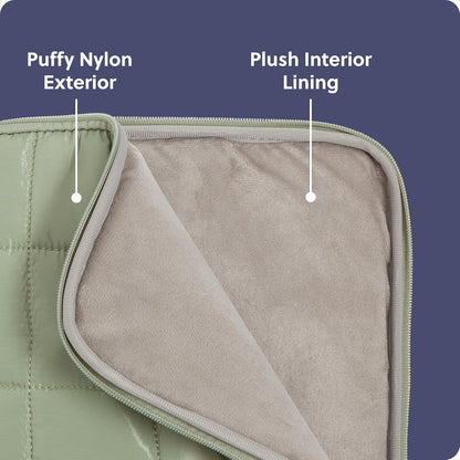 U Brands Nylon Puffer Zipping Large Laptop Sleeve, 10.5" x 15", Computer Accessories, Laptop Bag for MacBook Pro, MacBook Air, Chromebook, HP Computer, Matcha Green