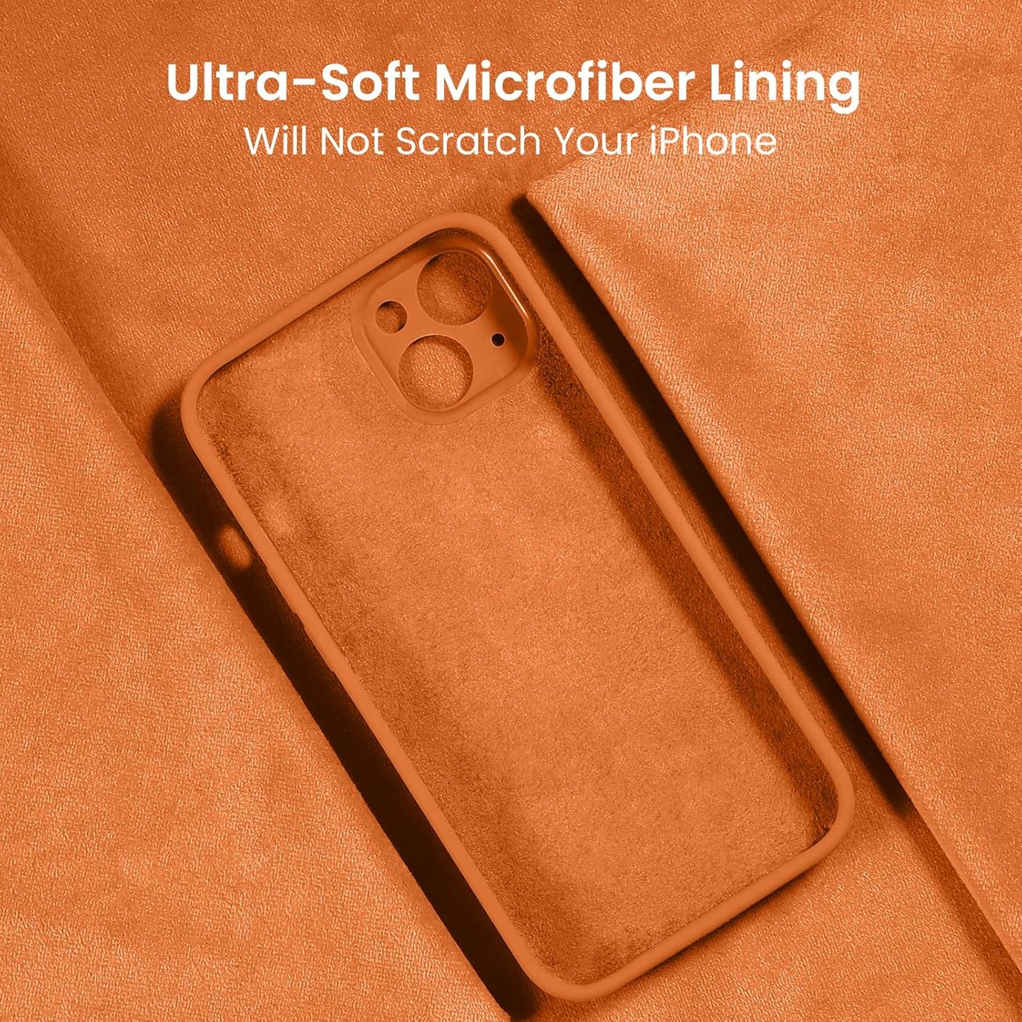 FireNova Designed for iPhone 13 Case, Silicone Upgraded [Camera Protection] Phone Case with [2 Screen Protectors], Soft Anti-Scratch Microfiber Lining Inside, 6.1 inch, Kumquat