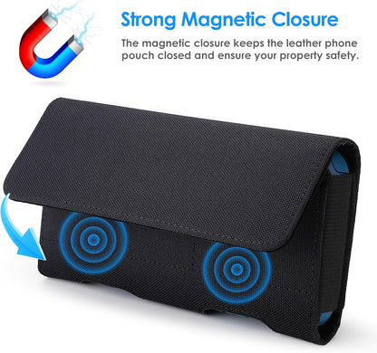 Mopaclle Nylon Phone Holster for iPhone 17 Pro Max, 17 Air, iPhone 16 Pro Max,iPhone 15 Pro Max 14 13 Pro Max & Plus, Premium Cell Phone Belt Holder with Belt Clip for Galaxy S25 Plus,S24 Plus