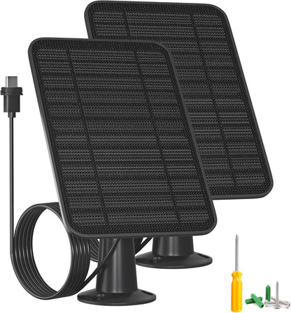 5W Solar Panel for Blink Camera Outdoor, Solar Panel Charger with Battery Compatible with New Blink Outdoor 4 (4th Gen) Camera, with 13.1ft Cable, IP65 Weatherproof, Includes Secure Wall Mount, 2 Pack