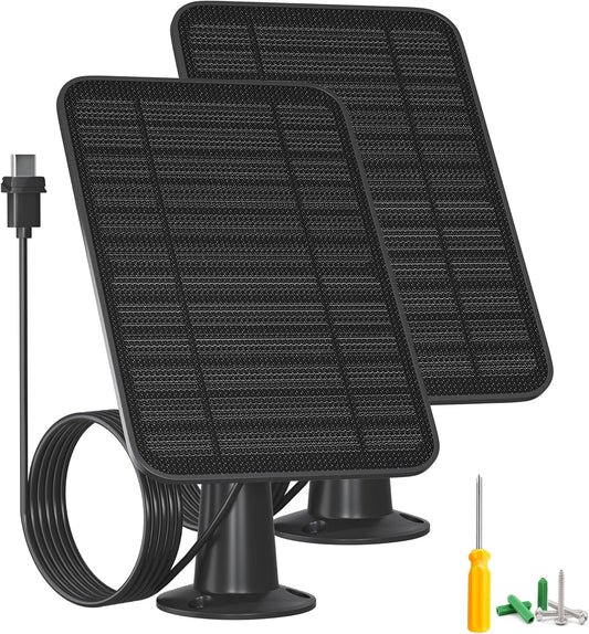 5W Solar Panel for Blink Camera Outdoor, Solar Panel Charger with Battery Compatible with New Blink Outdoor 4 (4th Gen) Camera, with 13.1ft Cable, IP65 Weatherproof, Includes Secure Wall Mount, 2 Pack