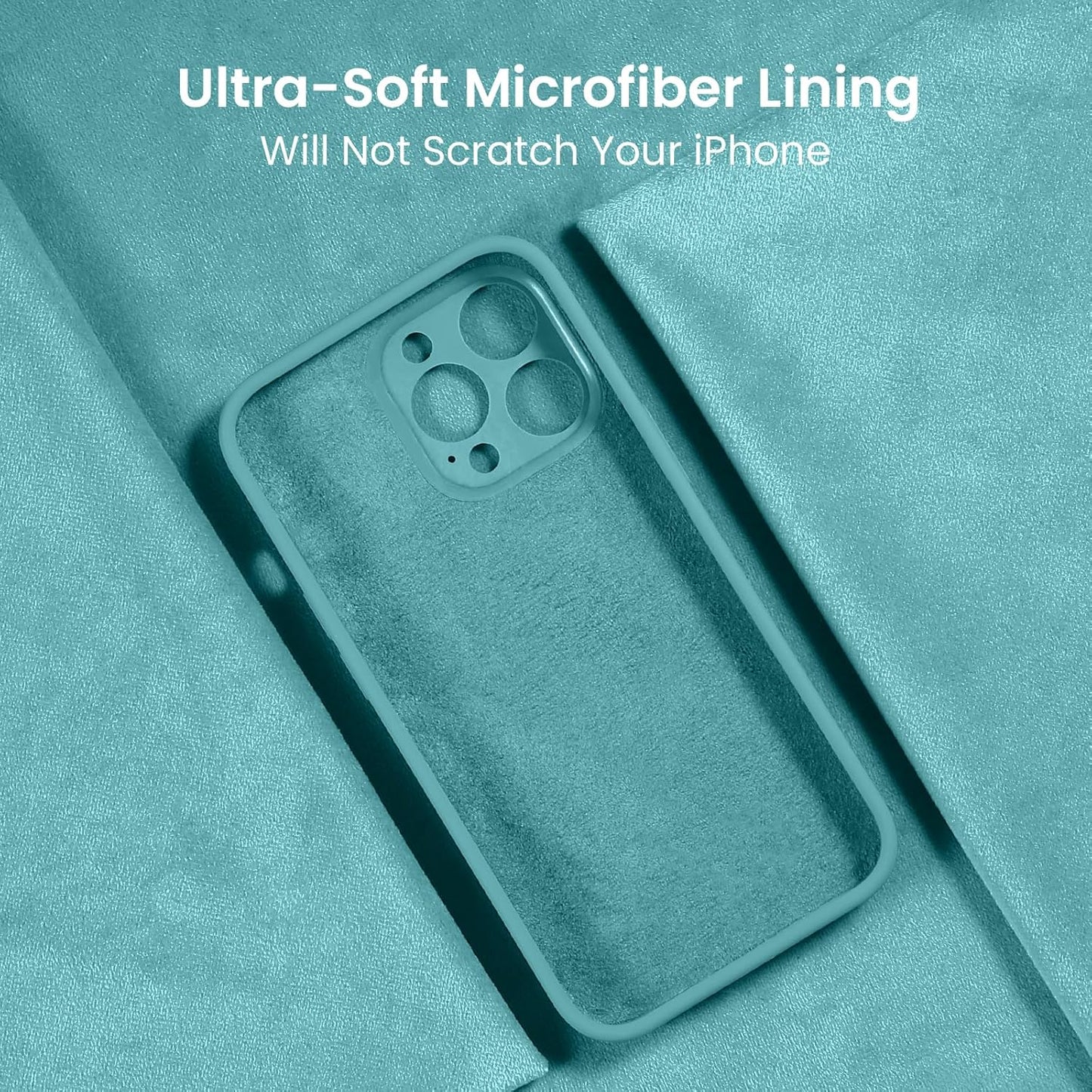 FireNova for iPhone 14 Pro Case, Silicone Upgraded [Camera Protection] Phone Case with [2 Screen Protectors], Soft Anti-Scratch Microfiber Lining Inside, 6.1 inch, Sea Blue