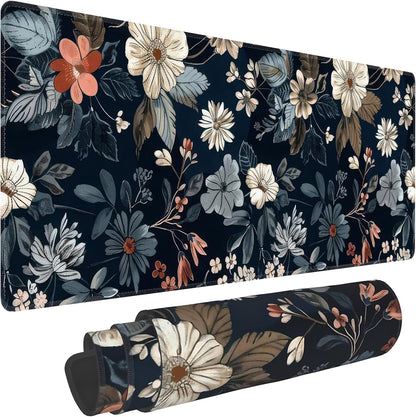 Dark Flower Large Mouse Pad,Gaming Keyboard Desk Pad,Extended Mouse Mat Non-Slip Rubber Base with Stitched Edges for Office Game Home XL 31.5"x11.8"