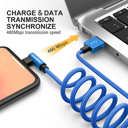 Dasku iPhone Charger 6FT 90 Degree Charging Cable 2 Pack MFi Certified USB Lightning Nylon Braided 6 Feet Fast Cord Compatible with 14/13/12/11/X/Max/8/7/6/6S/5/5S/SE/Plus/iPad,Blue