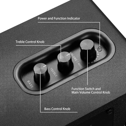 SW208 3" Active Bluetooth 5.0 Bookshelf Speakers – 60W Carbon Fiber Speaker Unit - Built-in 24bit DAC - Dynamic 3D Surround Sound – 2.0 Computer PC Monitor Gaming Speakers (Pair, Black)