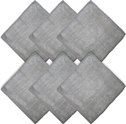 WHOOSH! Microfiber Cleaning Cloth, 6 Pack, Glasses and Screen Cleaning Cloth, Suitable for Car Screen, Computer, Laptop, iPad, MacBook, Smart Phone, Monitor, Eyeglasses, Watches (6 x 6 Inch), Grey