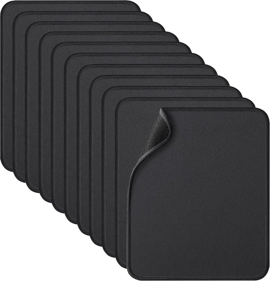 Zhithink 11 Pack Mouse Pad with Reinforced Stitching Edge, Washable Mousepad with Grippy Non-Slip Rubber Base, 0.12 Inch Thick Smooth Tracks Computer Mouse Pads Bulk for Desk, Black, 10.2x8.2 Inch