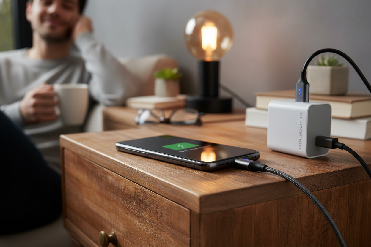 “I’ve ordered chargers and cables from so many places, and they always break in a few weeks. GizmoDock’s quality is on another level! My new fast charger works amazingly well and feels really durable. I’m definitely ordering again.” (make it real photo)